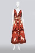 JOHANNA ORTIZ - AN AZTEC PRINTED DRESS WITH PLASTIC STRAW TRIM
