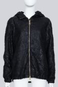 PRADA - A BLACK SEQUIN HOODED JACKET