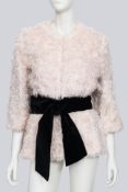 ISA ARFEN - A CREAM MOHAIR JACKET WITH BLACK VELVET BELT