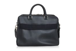 LOUIS VUITTON - A BLACK TAIGA LEATHER MESSENGER BAG