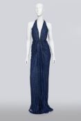 JENNY PACKHAM - A 'ZOOEY' EMBELLISHED TULLE HALTERNECK GOWN