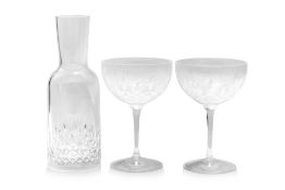 A WATERFORD 'LISMORE' CARAFE AND TWO CHAMPAGNE COUPES