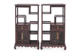 A PAIR OF HARDWOOD DISPLAY STANDS