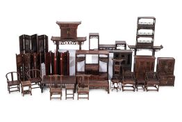 A LARGE GROUP OF HARDWOOD MINIATURE FURNITURE