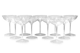 A SET OF ELEVEN WATERFORD CRYSTAL CHAMPAGNE 'BELLE COUPE' GLASSES