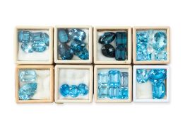 A GROUP OF UNMOUNTED BLUE TOPAZ (37)