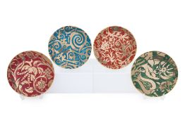A SET OF FOUR L'OBJET FORTUNY DESSERT PLATES