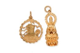 TWO HIGH KARAT GOLD PENDANTS