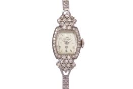 A LADY HAMILTON WHITE GOLD AND DIAMOND LADIES WATCH