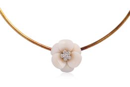 A DIAMOND AND CORAL CHOKER NECKLACE