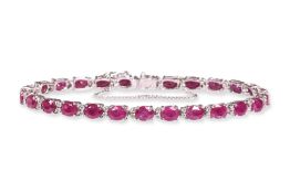 A RUBY AND DIAMOND 'TENNIS' BRACELET