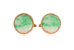 A PAIR OF JADEITE CUFFLINKS