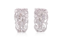 A PAIR OF DIAMOND 'FILIGREE' CLIP-ON EARRINGS