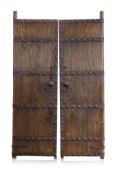 A PAIR OF LARGE CHINESE METAL MOUNTED DOORS