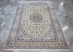 A LARGE PERSIAN NAIN WOOL RUG (364 x 254CM)