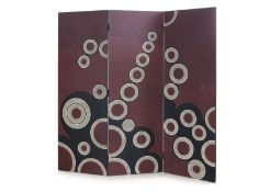 A CONTEMPORARY PAINTED THREE FOLD SCREEN