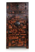 A LARGE LACQUERED COMPOUND CABINET