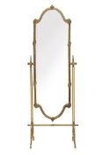 AN ITALIAN STYLE GILT METAL FRAMED CHEVAL MIRROR