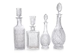 A GROUP OF FOUR BOHEMIA CUT CRYSTAL DECANTERS