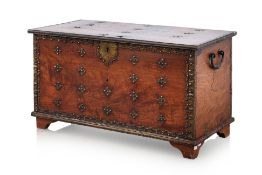 A COLONIAL INDO-DUTCH BRASS MOUNTED CHEST
