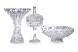 THREE PIECES OF BOHEMIA CUT CRYSTAL