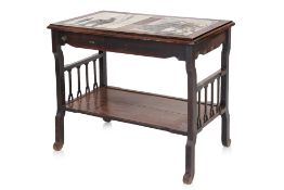 A MARBLE INSET BLACKWOOD SIDE TABLE