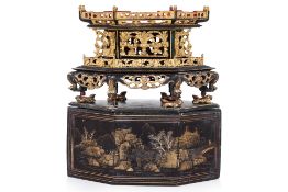 A BLACK-LACQUERED AND PARCEL-GILT CHANAB AND COVER