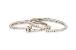 TWO SILVER ANKLETS