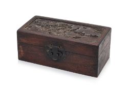 A PHOENIX AND PEONY DECORATED HARDWOOD BOX