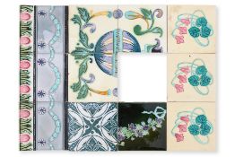A GROUP OF 11 ART NOUVEAU STYLE CERAMIC WALL TILES