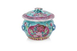 A FAMILLE ROSE TURQUOISE GROUND 'BABY' KAMCHENG
