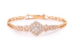 A GOLD AND DIAMOND LOZENGE BRACELET