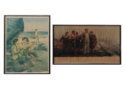 TWO CHINESE PROPAGANDA POSTERS - 'MAO INSPECTS FUSHUN,' AND 'HUIAN FEMALE MILITIA'