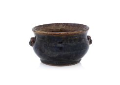 A BROWN-GLAZED CENSER