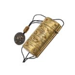 A FOUR-CASE GILT-BRASS INRO