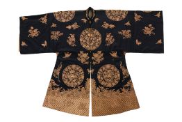 A GOLD-EMBROIDERED SILK ROUNDEL ROBE