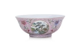 A FAMILLE ROSE MEDALLION BOWL