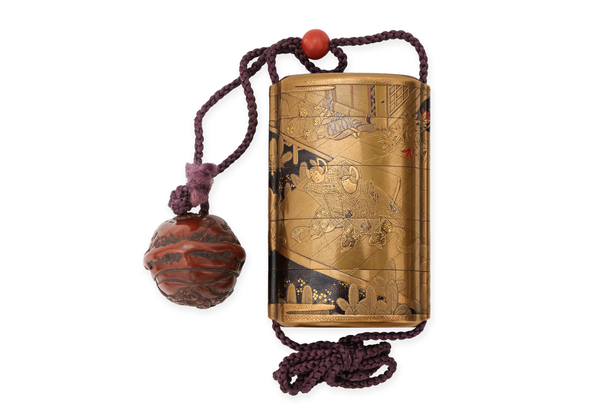 A FOUR-CASE LACQUER INRO, SIGNED KAJIKAWA - Image 4 of 5