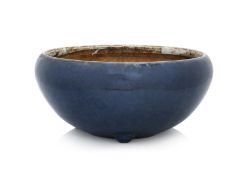 A MONOCHROME BLUE-GLAZED CIRCULAR CENSER