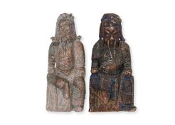 TWO CARVED SOAPSTONE FIGURES OF GUANDI
