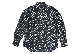 PRADA - A 1990S NAVY AND WHITE GEOMETRIC PRINT SILK SHIRT