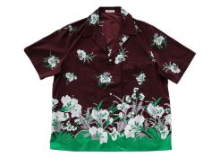 VALENTINO - A BURGUNDY FLORAL PRINT COTTON SHIRT