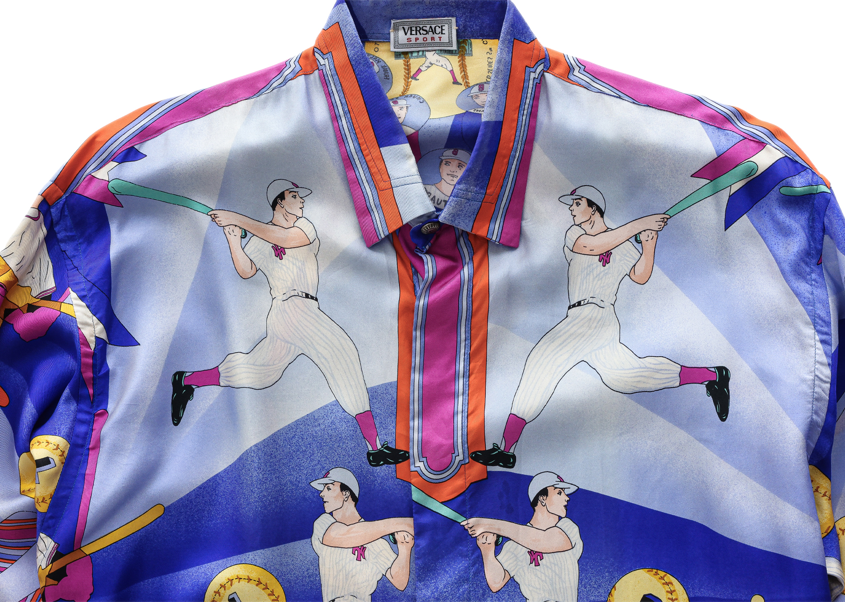 VERSACE SPORT - A 1990S BASEBALL GRAPHIC PRINT SILK SHIRT - Image 2 of 3