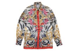 VERSACE COLLECTION - A MULTICOLOURED BAROQUE PRINT SILK SHIRT