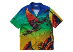 VALENTINO - A 'DRAGON AT DAWN' GRAPHIC PRINT BOWLING COTTON SHIRT
