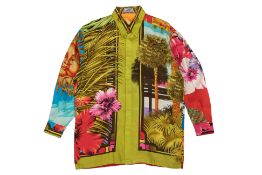 GIANNI VERSACE - A VIBRANT TROPICAL PALM PRINT SHIRT