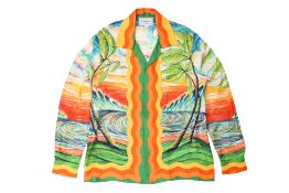 CASABLANCA - A 'HUAKAI TROPICAL' PRINT TENNIS CLUB SILK SHIRT