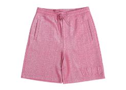 VALENTINO - A PAIR OF PINK METALLIC DRAWSTRING BERMUDA SHORTS