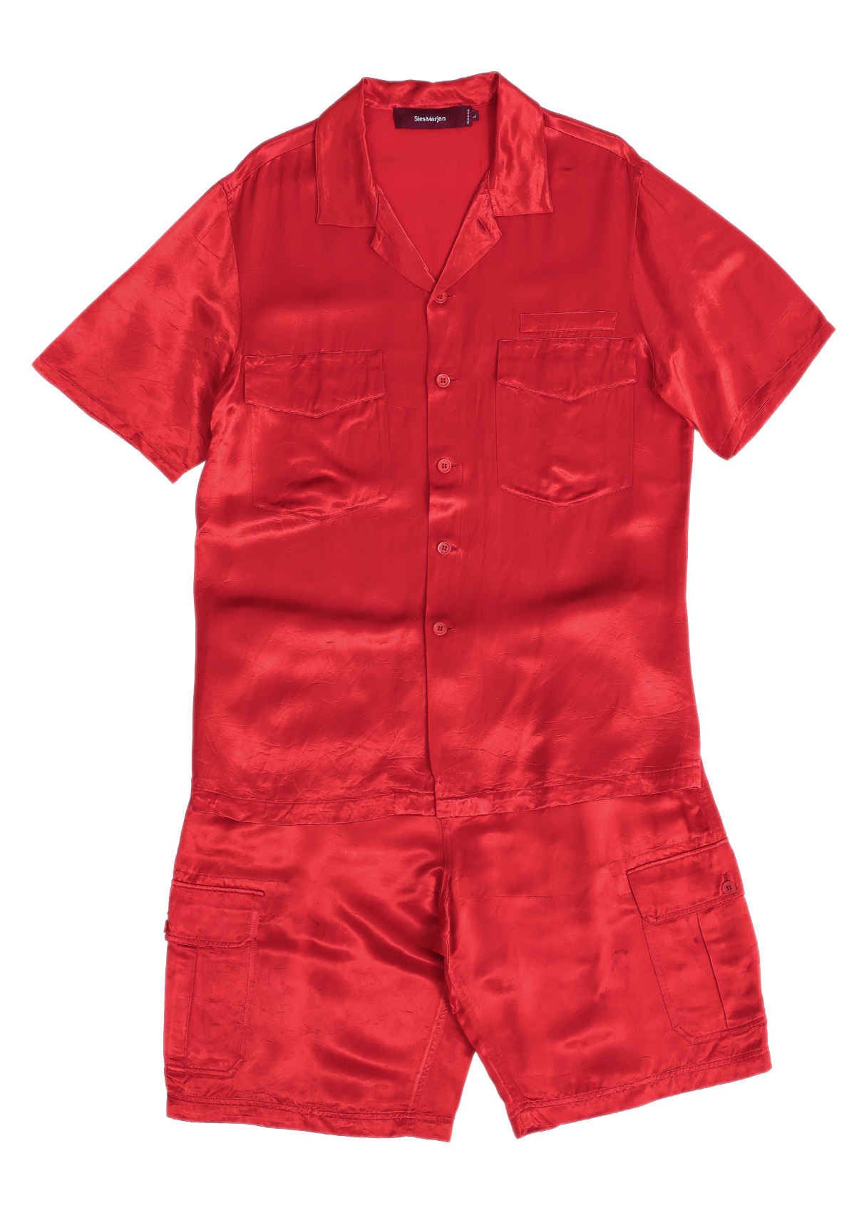 SIES MARJAN - A RED SATIN SHIRT AND TROUSERS SET
