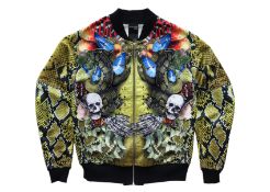 WONDER ANATOMIE - A MULTICOLOURED '3D PRINT' SNAKE AND SKULL BOMBER JACKET
